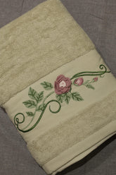 Premium Floral Embroidery Bath Towel – Pastel