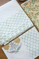 Bedsheets - King percale cotton handblock soft lily bedsheets