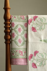 Towels - Waffle Handblock print Towel Set