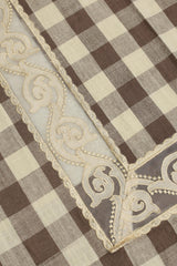 Classic Checkered 6 -Seater Tablecloth with Embroidered Lace Border