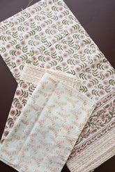 Bedsheets - King percale cotton handblock soft lily bedsheets