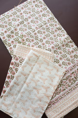 Bedsheets - King percale cotton handblock soft lily bedsheets