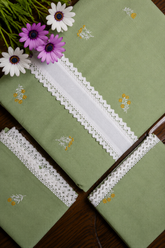 Bedsheets - King premium machine embroidery bedsheets (Sage green)