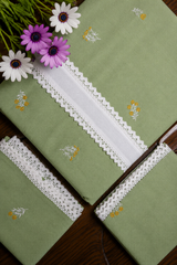 Bedsheets - King premium machine embroidery bedsheets (Sage green)