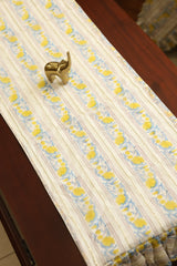Onam Handblock Table Runner with Ruffled Edges - 4 seater