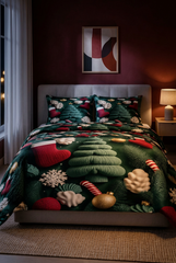 Christmas 7D Panel Print King Size Bedsheet Set - Xmas edition