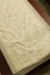 Embroidered Floral 6 Seater Table Runner with Lace Border