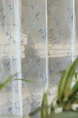 Curtains-Embroidered organza sheer curtains