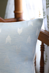 Powder Blue Geometric Embroidered Cushion Cover