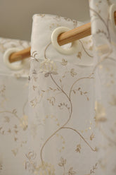 Curtains-Embroidered organza sheer curtains