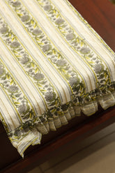 Onam Handblock Table Runner with Ruffled Edges - 4 seater