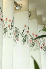 Curtains - Floral embroidery opaque curtains EVELIN