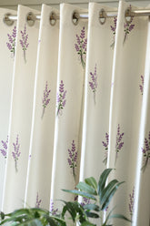 Curtains - Opaque floral curtains off white base