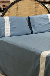 Premium Soft Cotton Lace Bedsheet Set – King Size Vintage Eyelet Lace