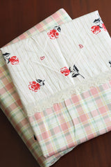 Bedsheets - Premium King soft cotton floral designer lace bedsheets Ruffles