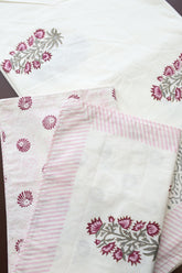 Bedsheets - King percale cotton handblock soft lily bedsheets