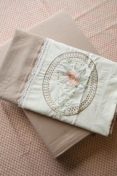 Vintage King Machine Embroidery Bedsheet with Lace Trim