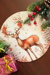 Christmas Stag & Antlers Woven Coaster