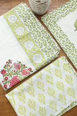 Bedsheets - King percale cotton handblock soft lily bedsheets