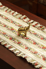Onam Handblock Table Runner with Ruffled Edges - 4 seater