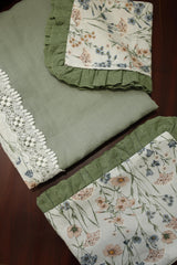 Bedsheets - Premium king floral printed lace bedsheet with cushion covers