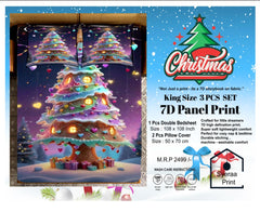 King size 7D Panel Print Bedsheet Set Xmas Edition