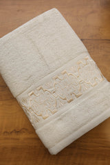 Premium Floral Embroidery Bath Towel – Pastel