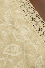 Embroidered Floral 6 Seater Table Runner with Lace Border