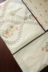 Bedsheets - King percale cotton handblock white lily bedsheets