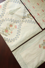 Bedsheets - King percale cotton handblock white lily bedsheets