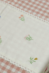 Table cloth - Check embroidery (6Seater- Peach)