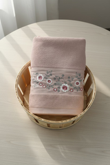 Premium Floral Embroidery Bath Towel – Pastel