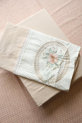 Vintage King Machine Embroidery Bedsheet with Lace Trim