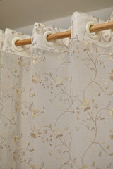 Curtains-Embroidered organza sheer curtains