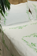 Premium Hand Embroidery Cotton King Size Bedsheet Set with 2 Pillow Covers HEK