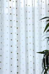 Premium Floral daisy embroidery Sheer Curtain : Cream/ off white / White
