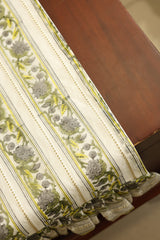 Onam Handblock Table Runner with Ruffled Edges - 4 seater