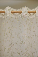 Curtains-Embroidered organza sheer curtains