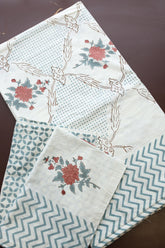 Bedsheets - King percale cotton handblock soft lily bedsheets