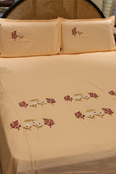 King Size Premium Machine Embroidery Bedsheet Set with 2 Pillow Covers (108x108")