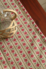 Red Floral Striped 6 seater Table Runner
