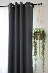 Curtain - Opaque solid plain cotton curtain : Grey