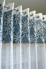 Curtains:Floral printed sheer curtains