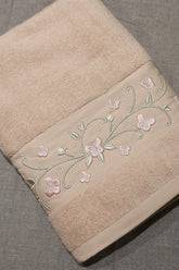Premium Floral Embroidery Bath Towel – Pastel