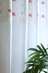 Curtains - Embroidery designer opaque curtains Butter rose White