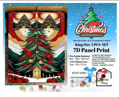 King size 7D Panel Print Bedsheet Set Xmas Edition
