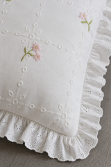 Cushion covers - Embroidery white meadow petals 16*16 inches