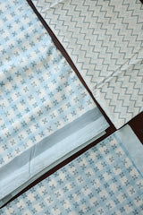 Bedsheets - King percale cotton handblock white lily bedsheets