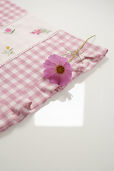 Bedsheets - Queen Premium check floral embroidery bedsheet