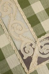 Classic Checkered 6 -Seater Tablecloth with Embroidered Lace Border